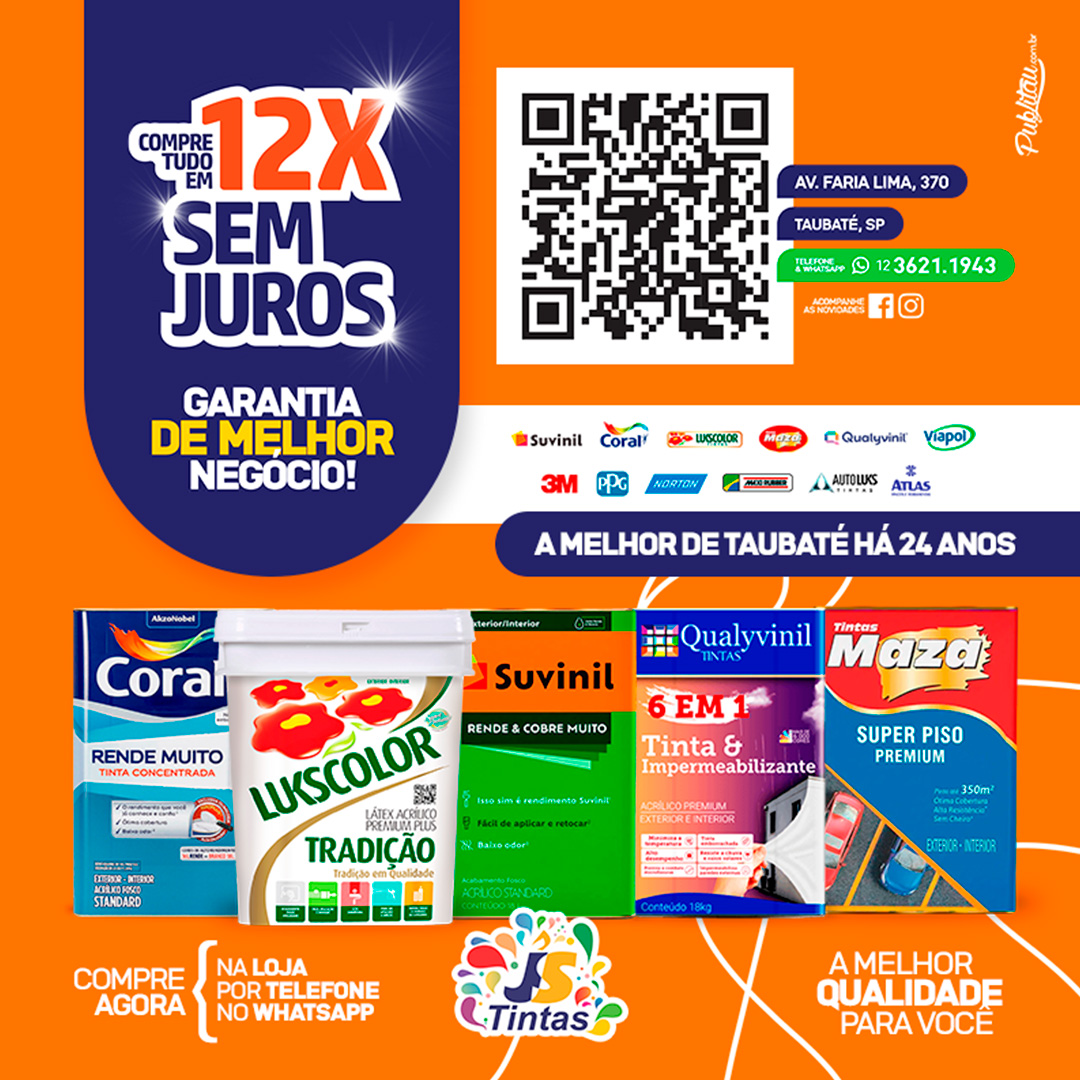 Promoção na JS Tintas em Taubaté